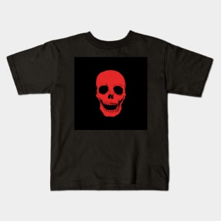 Red Skull on Black Background Kids T-Shirt